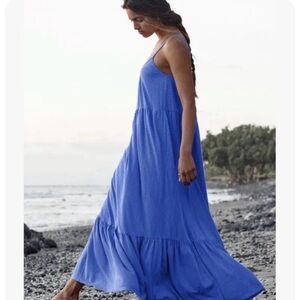 Z Supply Lido Slubbed Maxi Dress in Pacific Blue size S